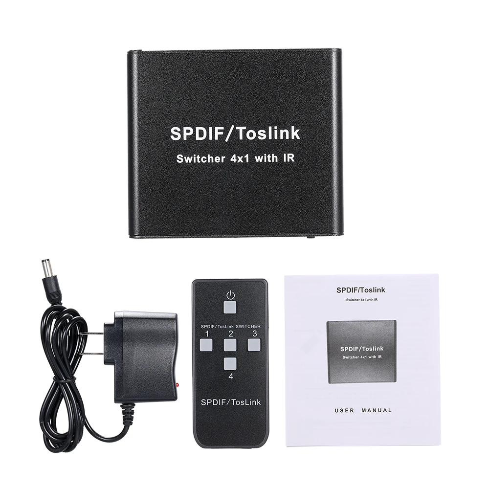 4*1 переключатель с ИК пультом дистанционного управления SPDIF TOSLINK Цифровой