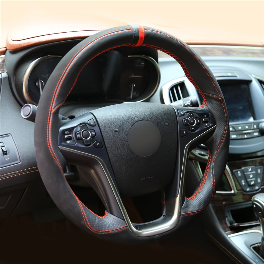 MEWANT черная замша искусственная кожа для Buick Lacrosse 2013 2014 2015|Чехлы на руль| |