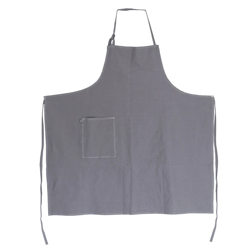 Retro Washed Cotton Aprons for Woman Man Kitchen Cooking Cafe Shop Waiters Gift Apron Indolent Style Bibs Dark Gray/ Creamy | Дом и сад