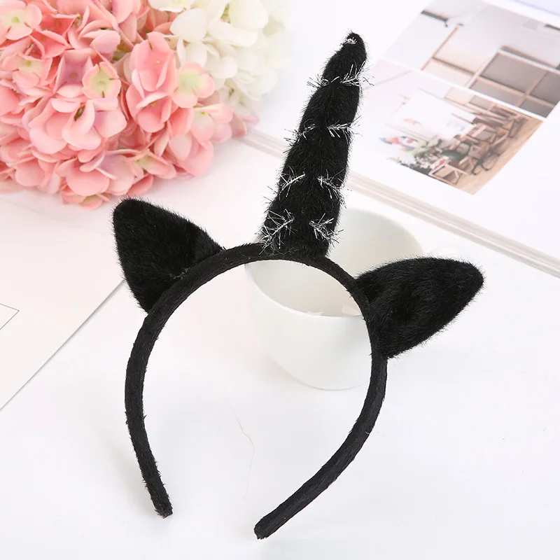 

Novelty Children Unicorn Headband Solid Color Birthday Halloween Christmas Festival Birthday Party Hair Accessories
