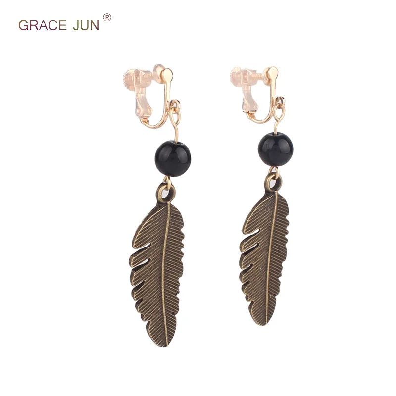 Женские винтажные клипсы с искусственным жемчугом Grace Jun черные ручной
