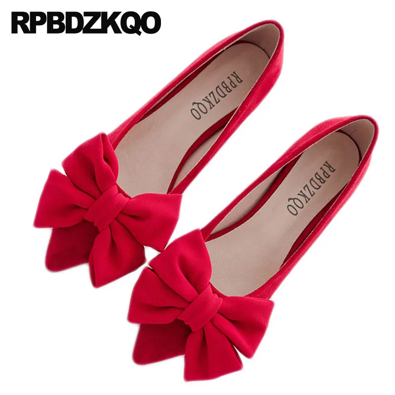 Балетки женские с бантом дизайнерские красные туфли на плоской подошве
