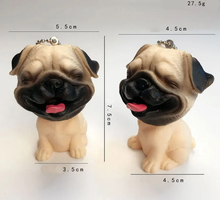 Мультфильм 3D мило собака бульдог автомобиль брелок животных Прекрасный Мопс