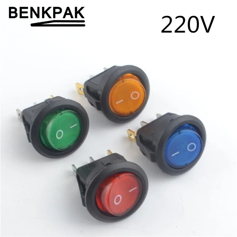 4 шт Вкл/Выкл круглый Кулисный переключатель с 220v лампой|on/off rocker switch|switch onswitch on off |