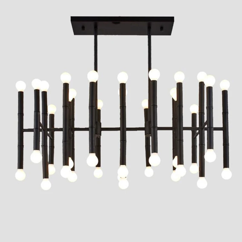 Led 42 bollen bamboe droplight jonathan adler meurice hanglamp hedendaagse gecontracteerd Smeedijzeren rechthoekige kroonluchte|kroonluchter|jonathan