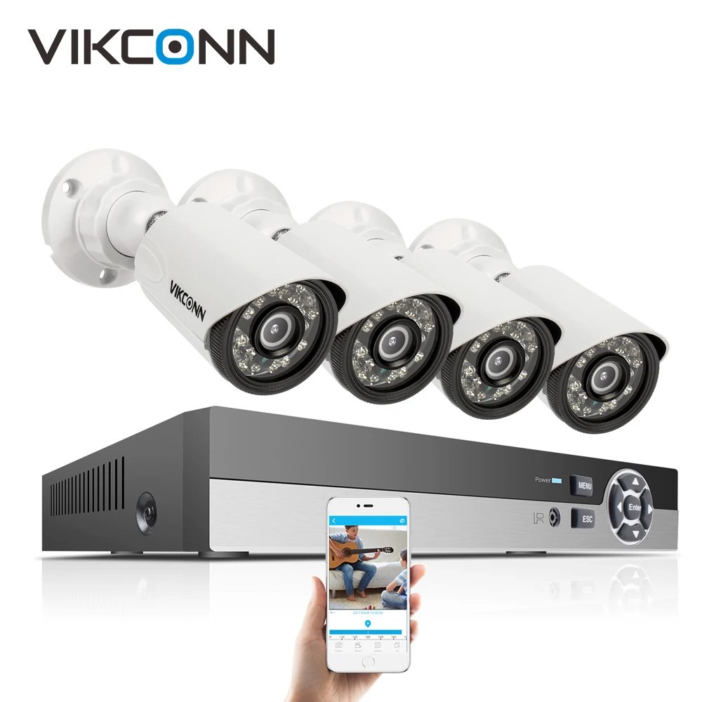 VIKCONN 8CH 1080 P AHD DVR рекордер Видео система наблюдения CCTV 4 шт. 2.0MP безопасности камера