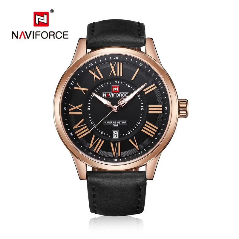 NAVIFORCE, мужские часы, военные, спортивные, мужские, s часы, Топ бренд, Роскошные, римские, армейские, бизнес часы, дата, кожаный ремешок, кварцевые мужские часы, новинка 9126 - Цвет: NA912603 without box