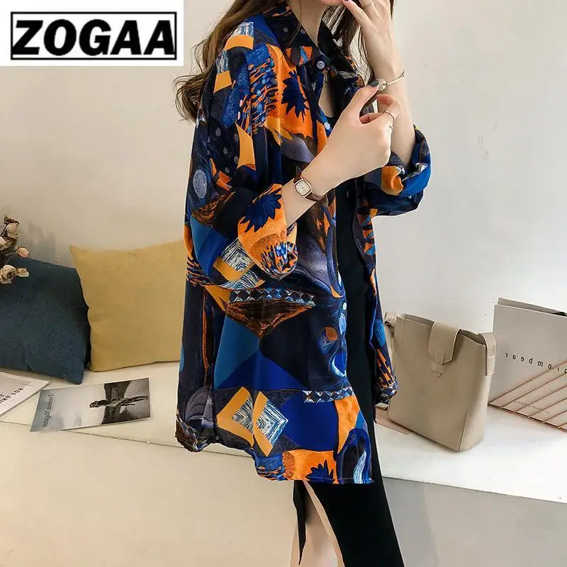 Женская блузка с длинным рукавом ZOGAA черная Свободная рубашка в Корейском стиле