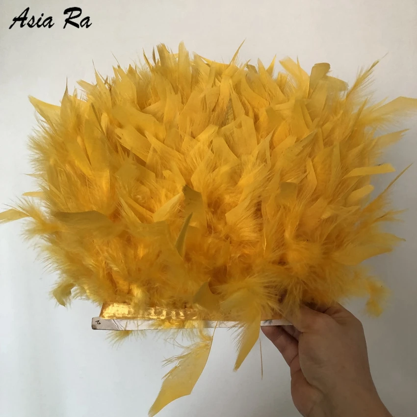 5 метров золотой желтый пушистый индюк перья Лента Бахрома 10 15 см перо отделка