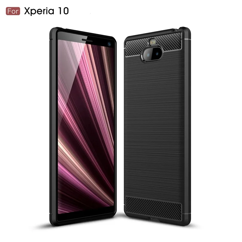 Чехол из углеродного волокна для Sony Xperia 10 / Xperia10 противоударный мягкий ТПУ
