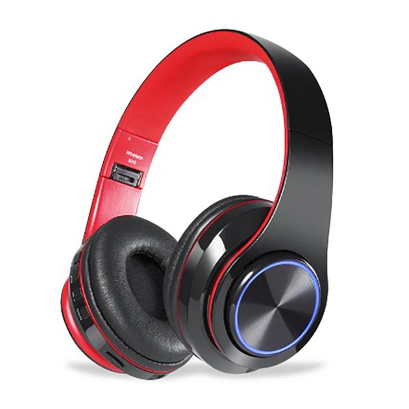 Smart Bluetooth headphone sport muisc stereo noise cancelling wired+wireless foldable support TF card seven color light-emitting |