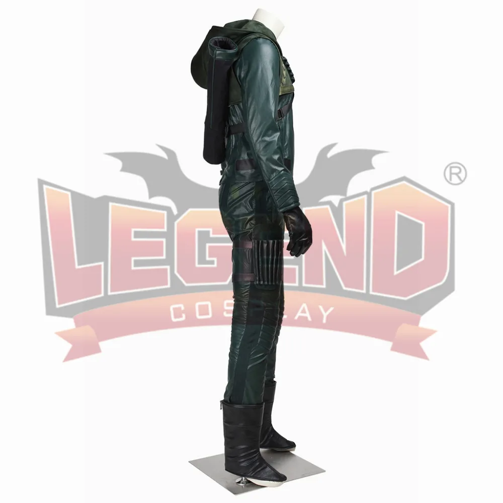 Зеленая Стрела косплей костюм супергероя Оливер Королева кожаный Хэллоуин