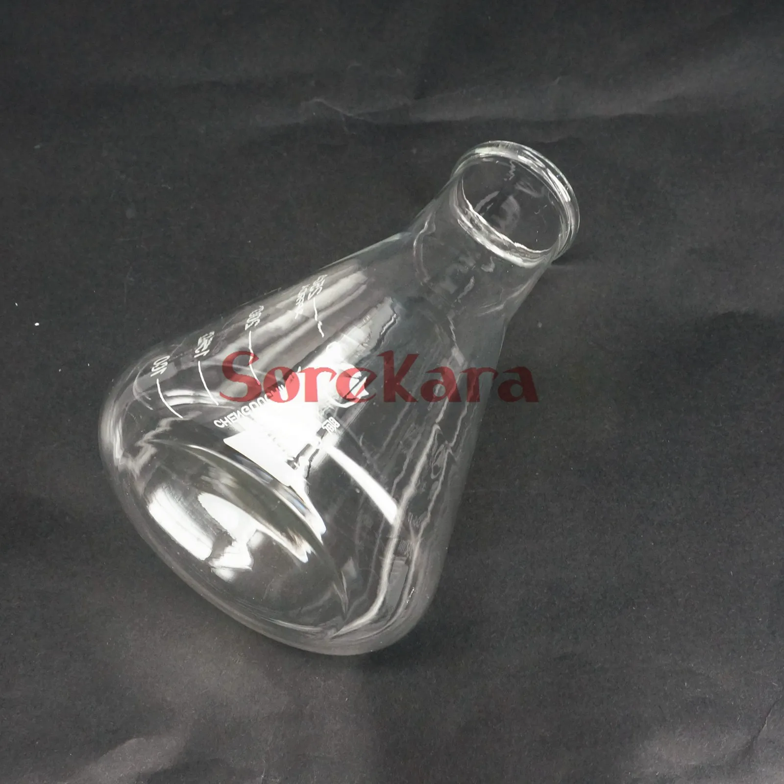 Коническая колба Erlenmeyer из боросиликатного стекла с широким горлом для