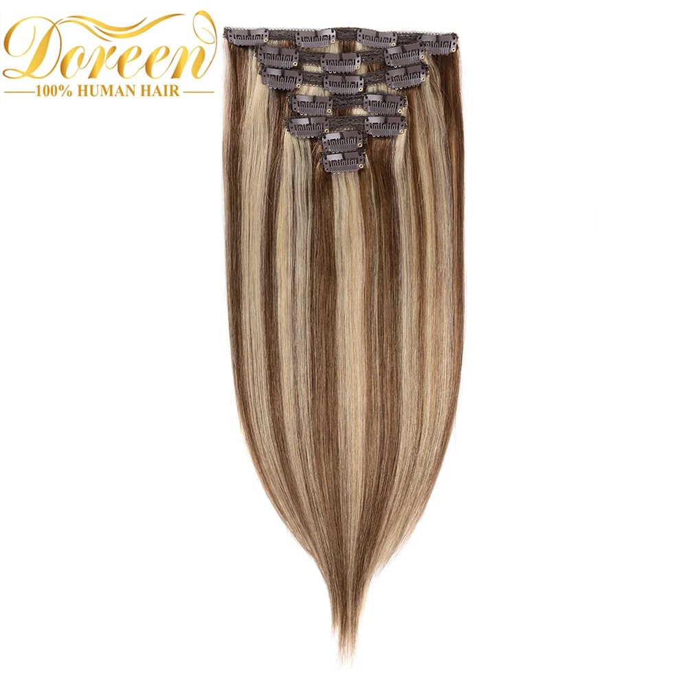Doreen 1"-24" набор волос для наращивания на всю голову смешанных фортепианных цветов на заколках, европейские волосы Remy на заколках, человеческие волосы