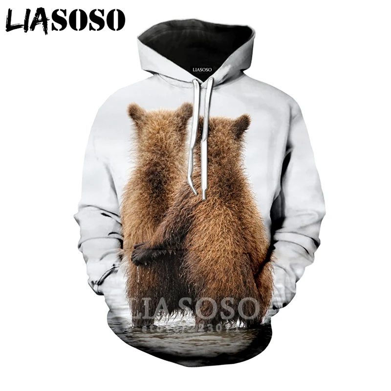 12 LIASOSO, новинка зимы, для мужчин и женщин, модная толстовка, 3D принт, животные, медведь, толстовки, длинный рукав, круглый вырез, топ, Harajuku, пуловер, B107-7 - Цвет: 12
