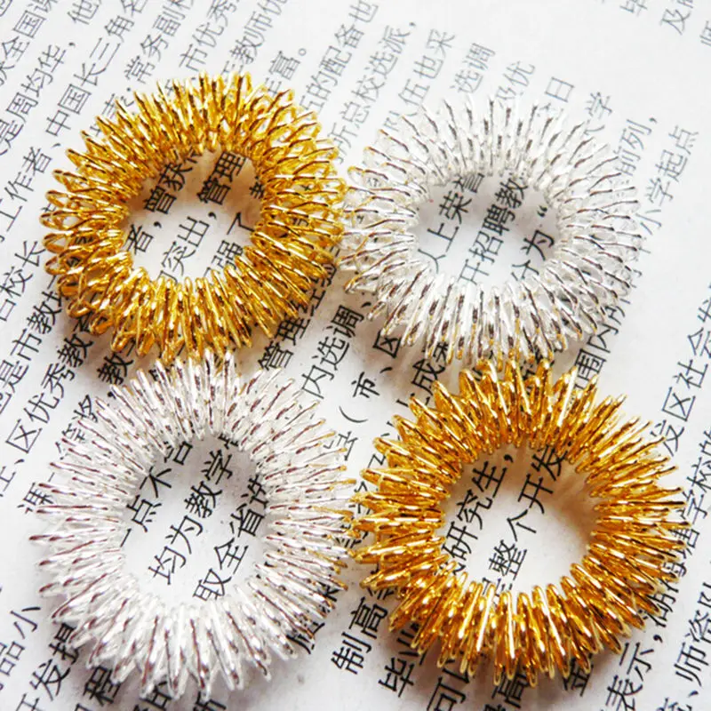 

1pc Sliver/Gold Steel Finger Massage Ring Acupuncture Ring Health Care Body Massager Braces Supports New Style
