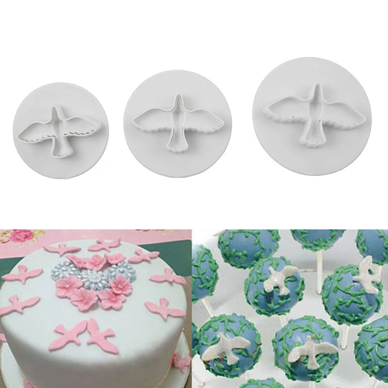 3 шт./компл. украшения торта формочка 2019 голубь Fondant (сахарная) 3D пресс форма для