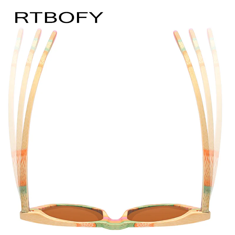 RTBOFY деревянные солнцезащитные очки для женщин цветная бамбуковая оправа кошачий