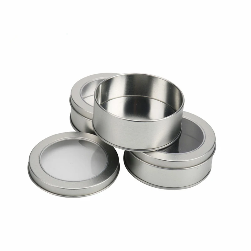 12PCS Tin Case Container Round Storage Box Metal Iron Jars Organizer For Candy Ornaments Clear Window Lid Packaging Dia 90mm | Дом и сад