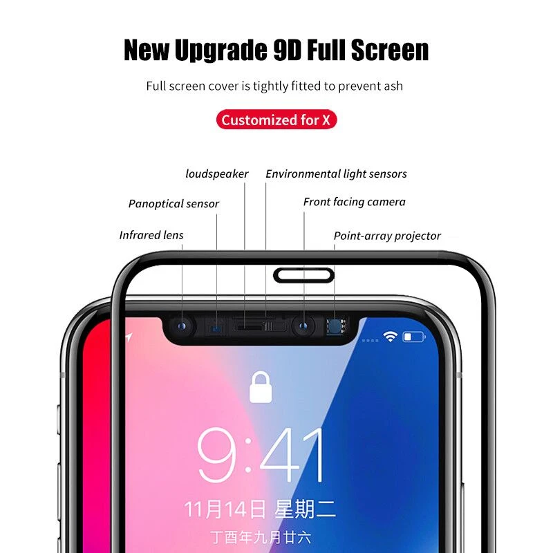WZH 9D Защитное стекло для iphone x 10 защита экрана xr xs plus max закаленное на стекла |