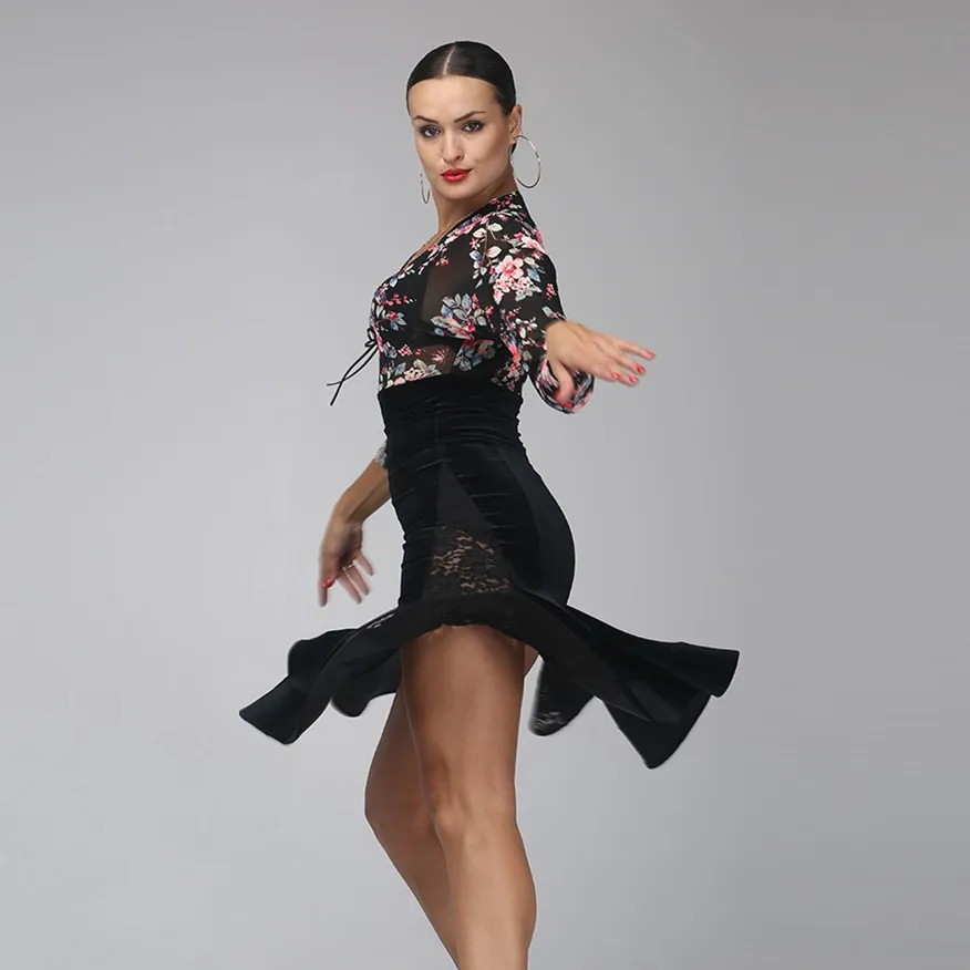 Женское кружевное платье для танго женское с принтом Комбинированные Костюмы