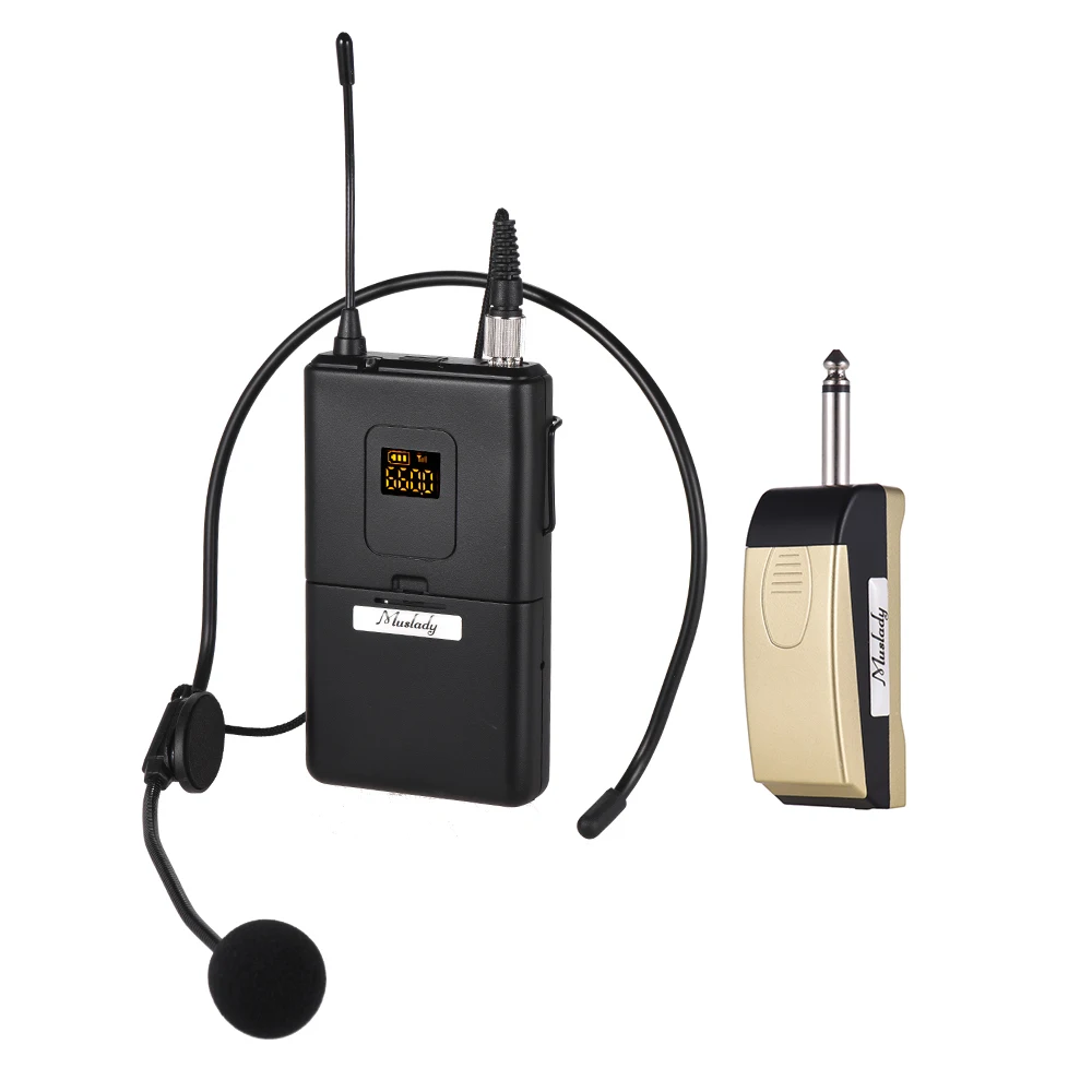 

Muslady UHF Wireless Microphone Mic System with Receiver Transmitter Clip-on Lapel Lavalier Microphone for Business Meeting