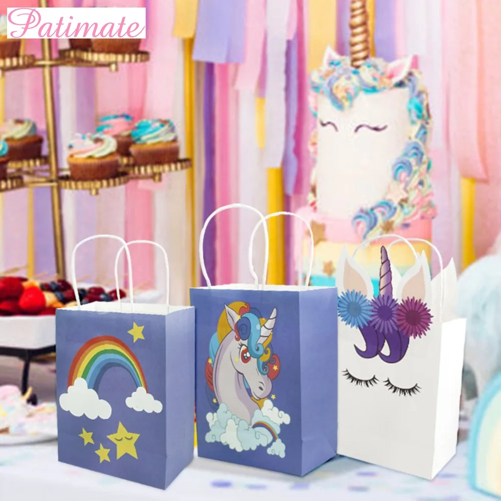 Футляр для единорога бумажный мультяшный мешок вечеринки в стиле Babyshower вечерние