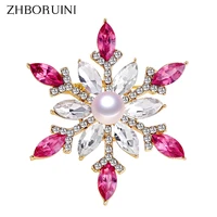 zhboruini 2019 new natural pearl brooch snowflake pearl brooch breastpin freshwater pearl jewelry for women gift accessories