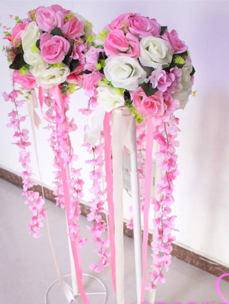 

Free Shipping Upscale Wedding Road Cited Flowers Roman Column Ball Decoration Props Opening Celebration Sets Multi Color