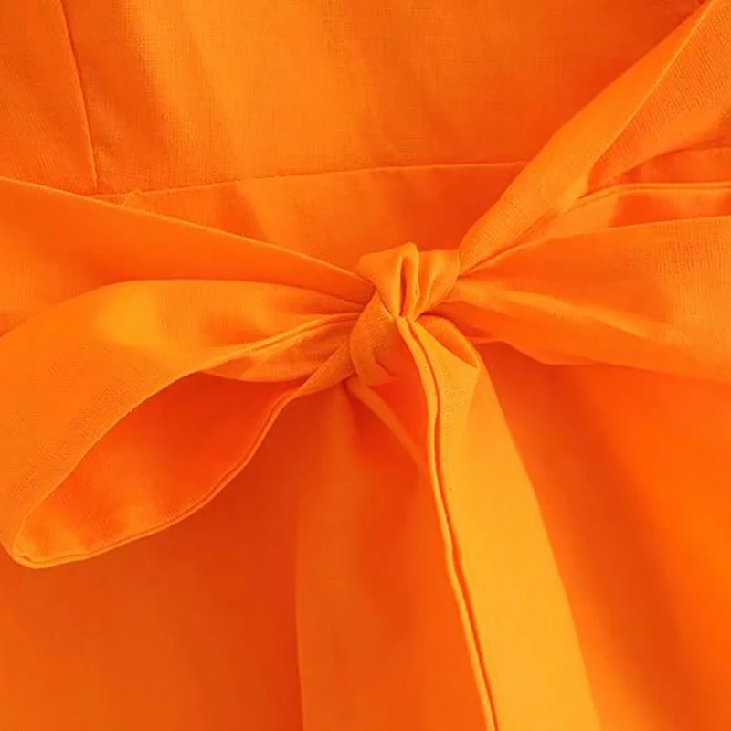 Женское милое платье до колена с v-образным вырезом и поясом-бабочкой пышными