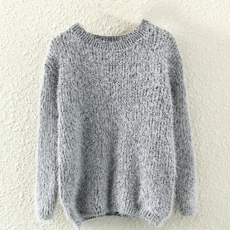 Sweater Female Winter Woman Mohair Pullover Long Sleeve Solid Knitting Casual Fashion New Year Cheap Hot Sale Top | Женская одежда