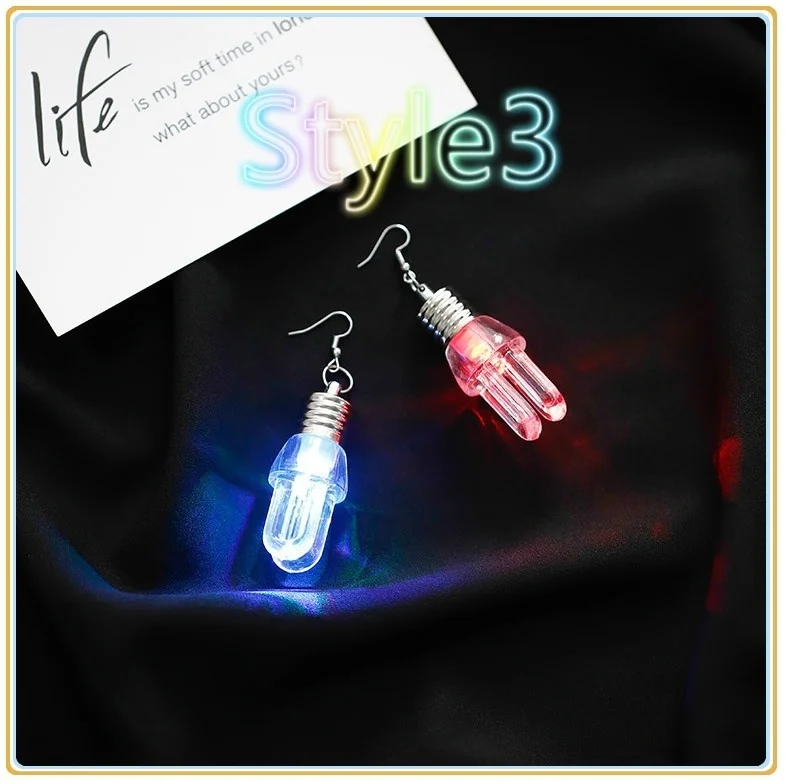 style 3 1 пара, модные мужские/женские серьги-светильник, светодиодный мигающая лампочка, ушной крючок, Висячие ювелирные изделия, яркая светящаяся лампочка, серьги, вечерние украшения - Цвет: style 3
