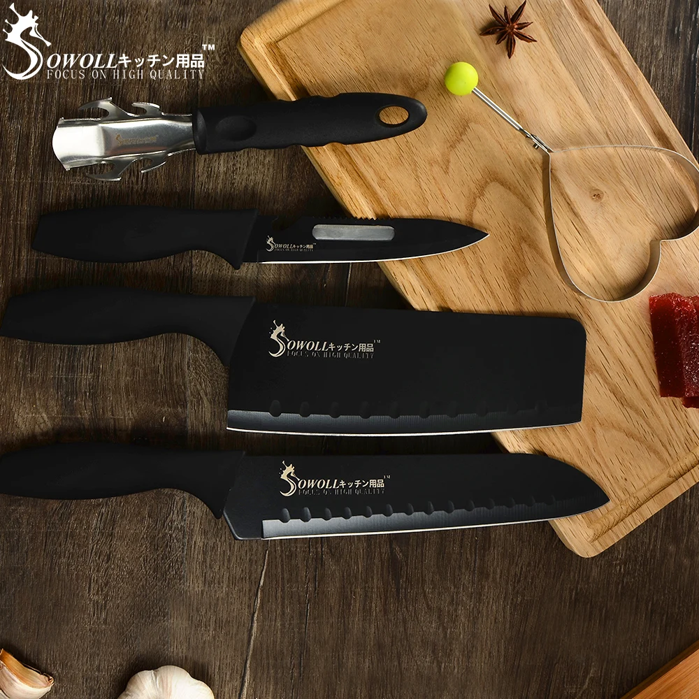 SOWOLL Santoku японские ножи шеф повара кухонный нож из нержавеющей стали