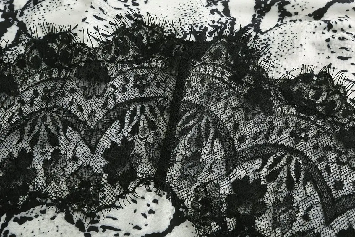 Летнее женское сексуальное кружевное лоскутное платье с леопардовым принтом