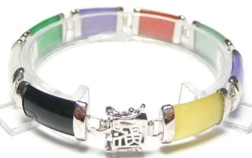 Free shipping &gt7.5&quot MULTI-COLOR WGP FORTUNE CLASP BRACELET | Украшения и аксессуары