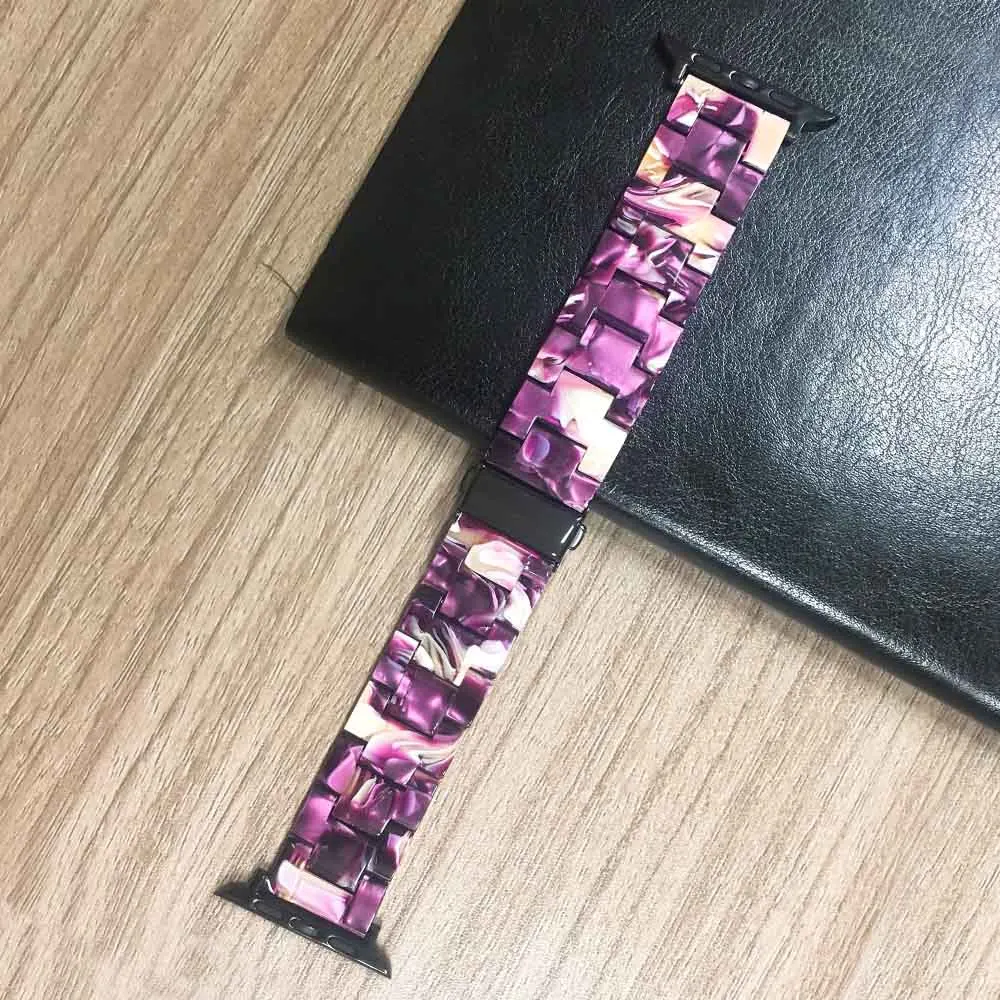 Смола watcband ремешок для наручных часов Apple Watch 4/5 44/40/38/42 мм браслет для наручных часов iwatch, ремешок Series 5 4 3 2 1 Керамика часы ремень аксессуарами - Цвет ремешка: E
