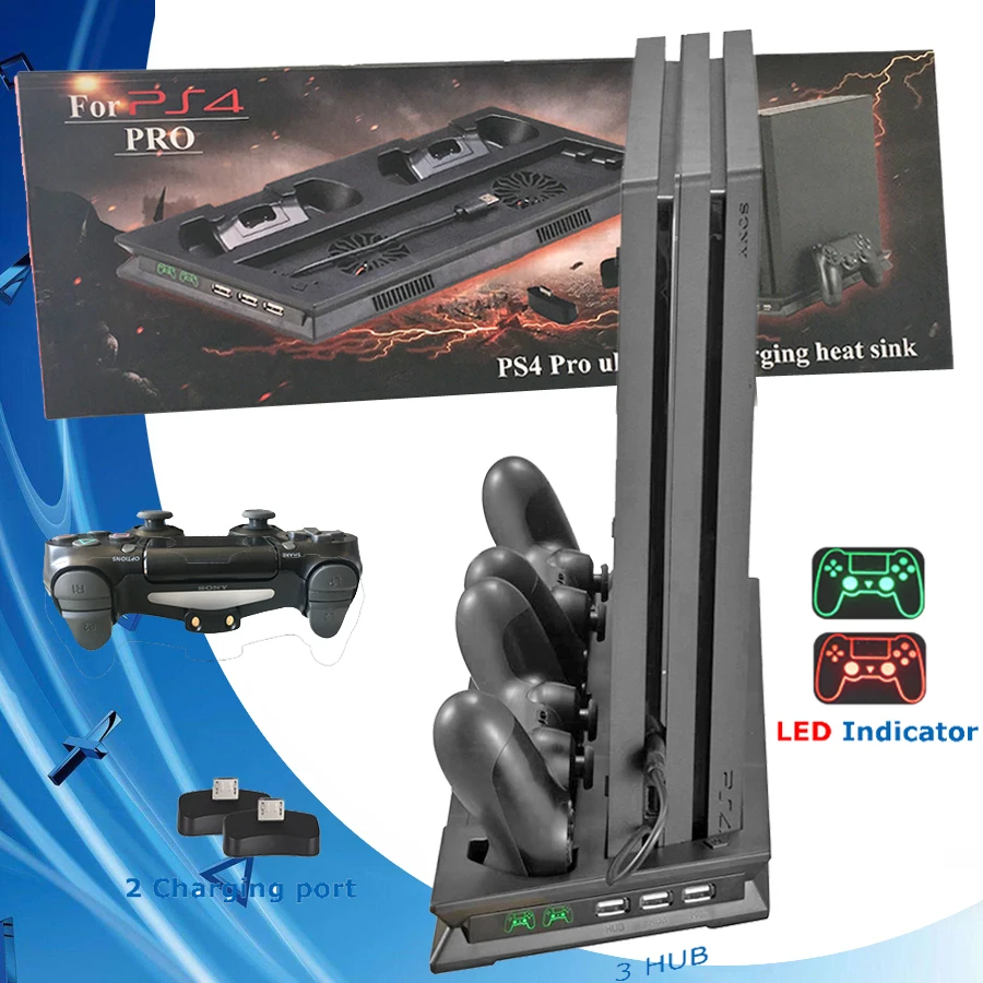 PS4 PRO Вертикальная Охлаждения Подставка для зарядки PS 4 Play Station контроллера
