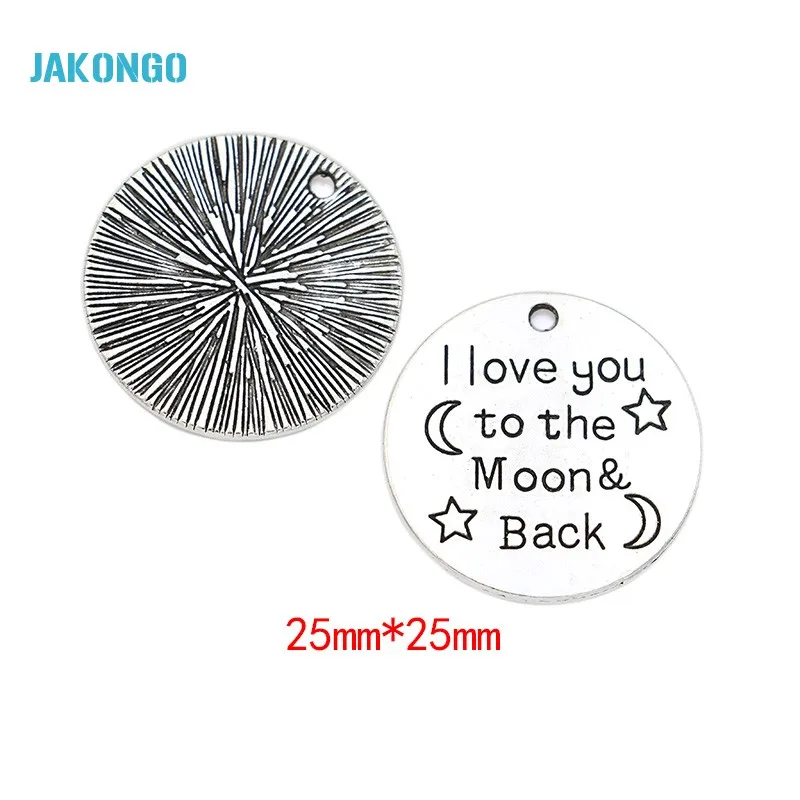 Тибетские посеребренные Подвески с надписью I Love You to the Moon and Back для ожерелья