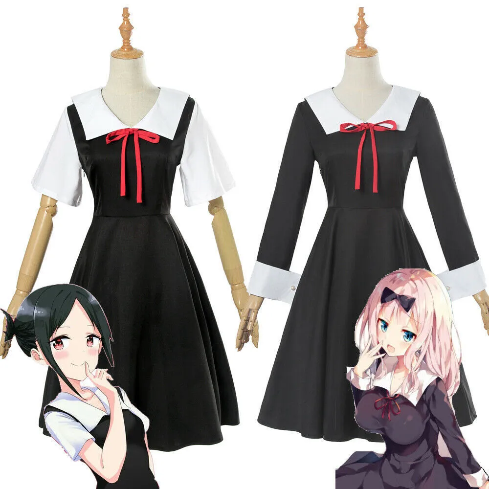 Anime Kaguya-sama Love Is War Fujiwara Chika Cosplay Cotumes Women Girls Uniform Dress Headwear Set Outfit | Тематическая одежда и