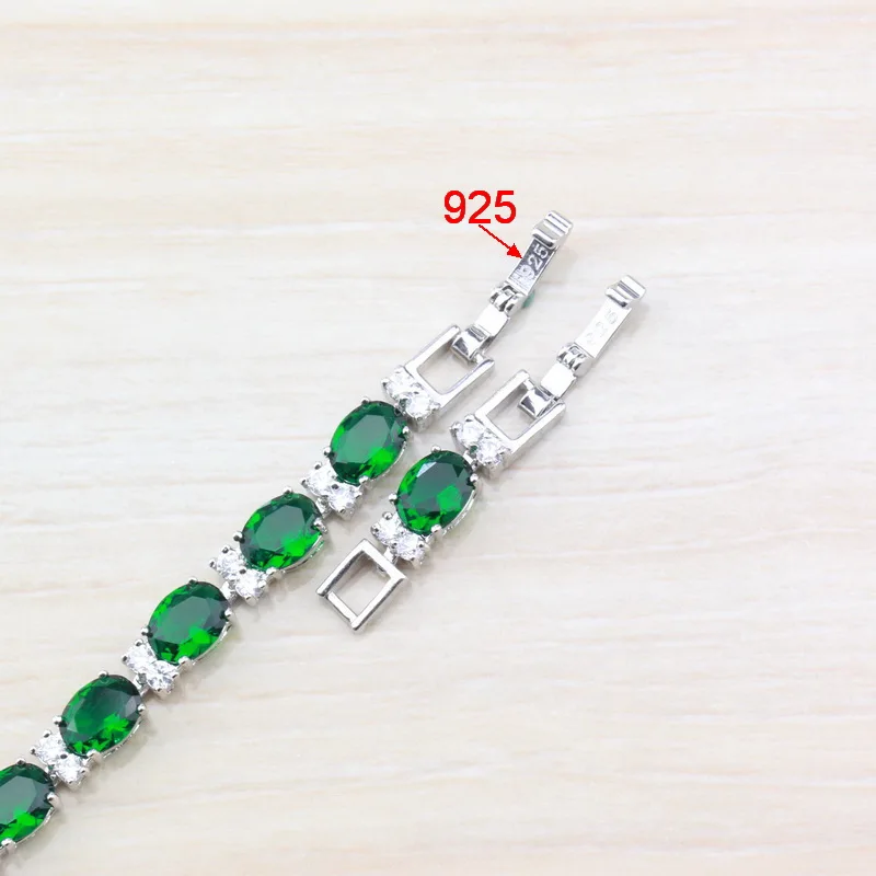 Женский серебряный браслет с зеленым фианитом длина 21 см|Цепочки и браслеты| |