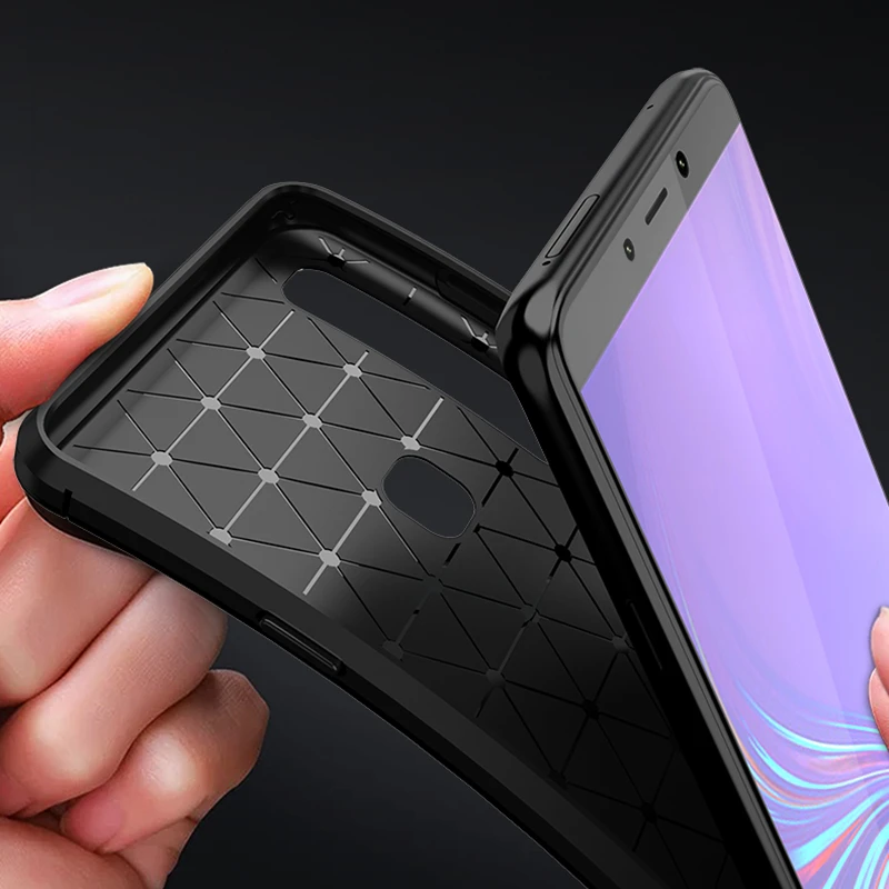 Чехол из углеродного волокна для Samsung Galaxy A9 2018 A920F SM тонкий прочный противоударный
