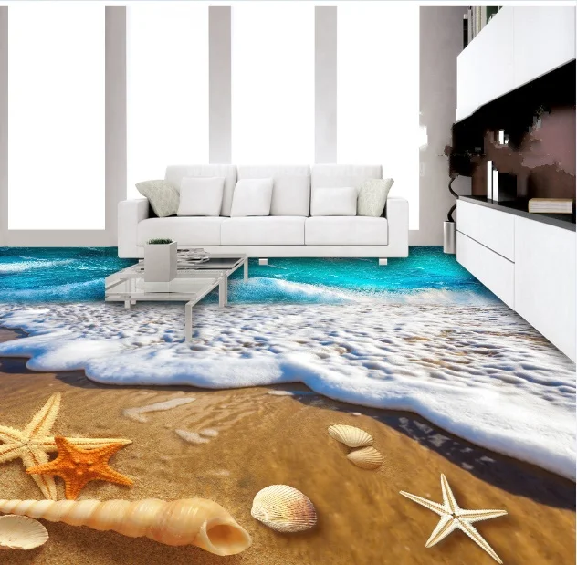 

[Self-Adhesive] 3D Foam Shells Beach 6 Non-slip Waterproof Photo Self-Adhesive Floor Mural Sticker WallPaper Mural Print Decal