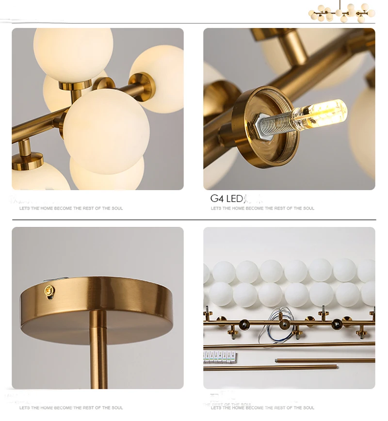 Подвесной светодиодный светильник Magic Bean золотого/черного цвета винтажный