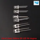 Невидимый диод 20 шт.лот, 5 мм, 14 мил, инфракрасный ИК-светодиод, 940 нм, 90 градусов, сквозное отверстие, светодиодные диоды для пульта дистанционного управления