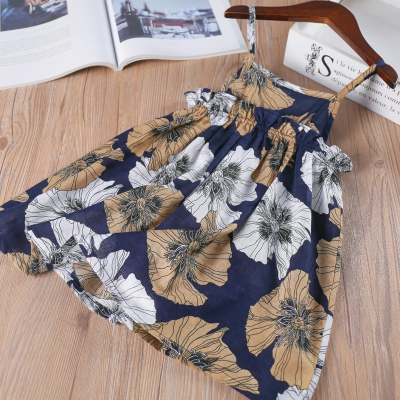 Hurave Summer bohemian print baby Girl clothes camis Children dress Kids Clothes ruffles dresses | Детская одежда и обувь