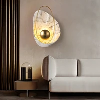 Modern Marble Wall Lamp Resin Copper Shell Luxury LED Wall Light luminaria wandlamp For LOFT decor Drop ship