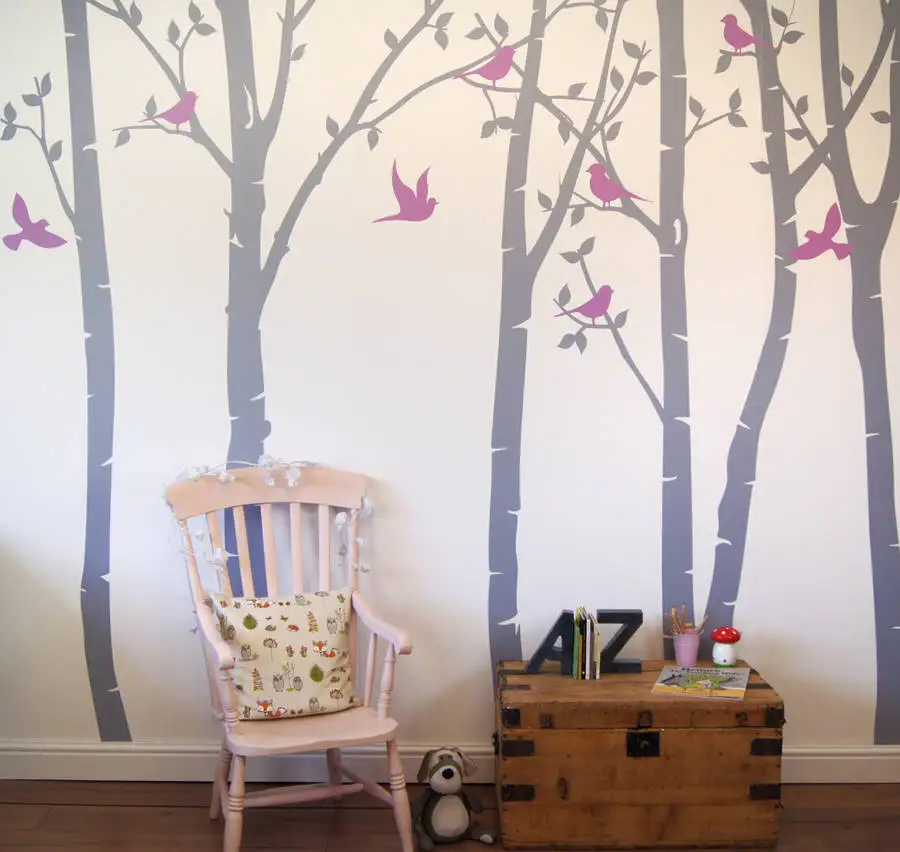 Березовое дерево настенные Стикеры для гостиной лес наклейки виниловые