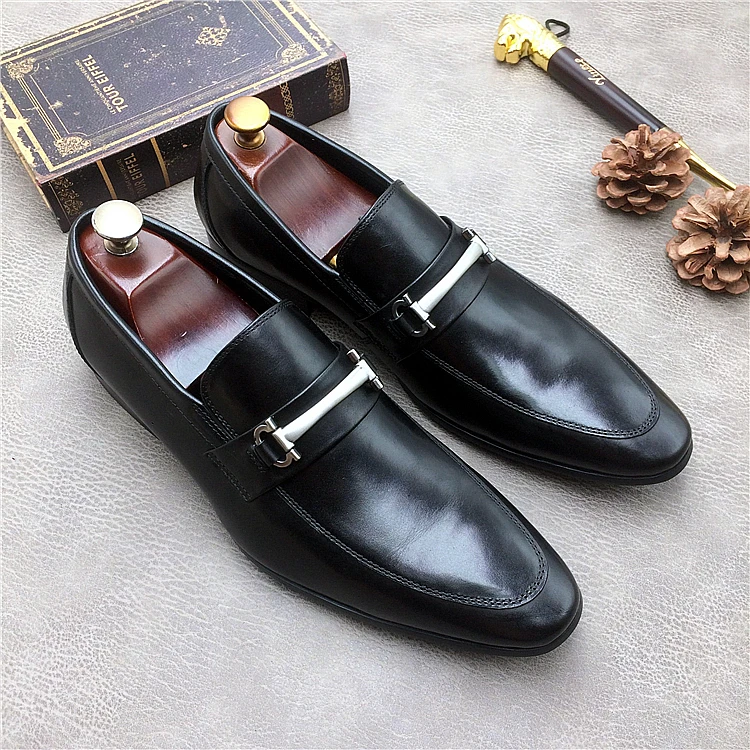 

Italian Mens Fashion Oxfords Shoes 2018 Spring Autumn Wedding Slip On Oxfords Martin Shoes Real Leather Dress Tuxedo Shoes