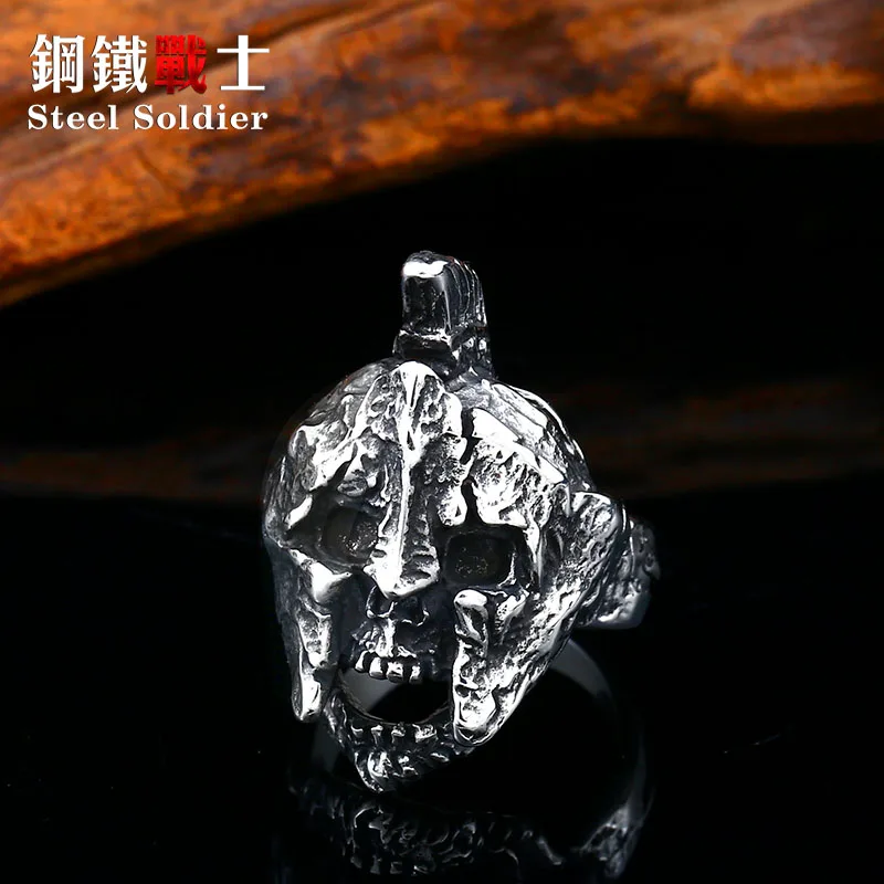 Уникальное стальное кольцо из нержавеющей стали с изображением солдата