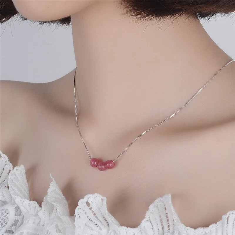 

New Arrival Female Pink Crystal Women Pendants Necklace Jewelry Fashion Silver Plated Choker Necklace For Women Party Jewelry